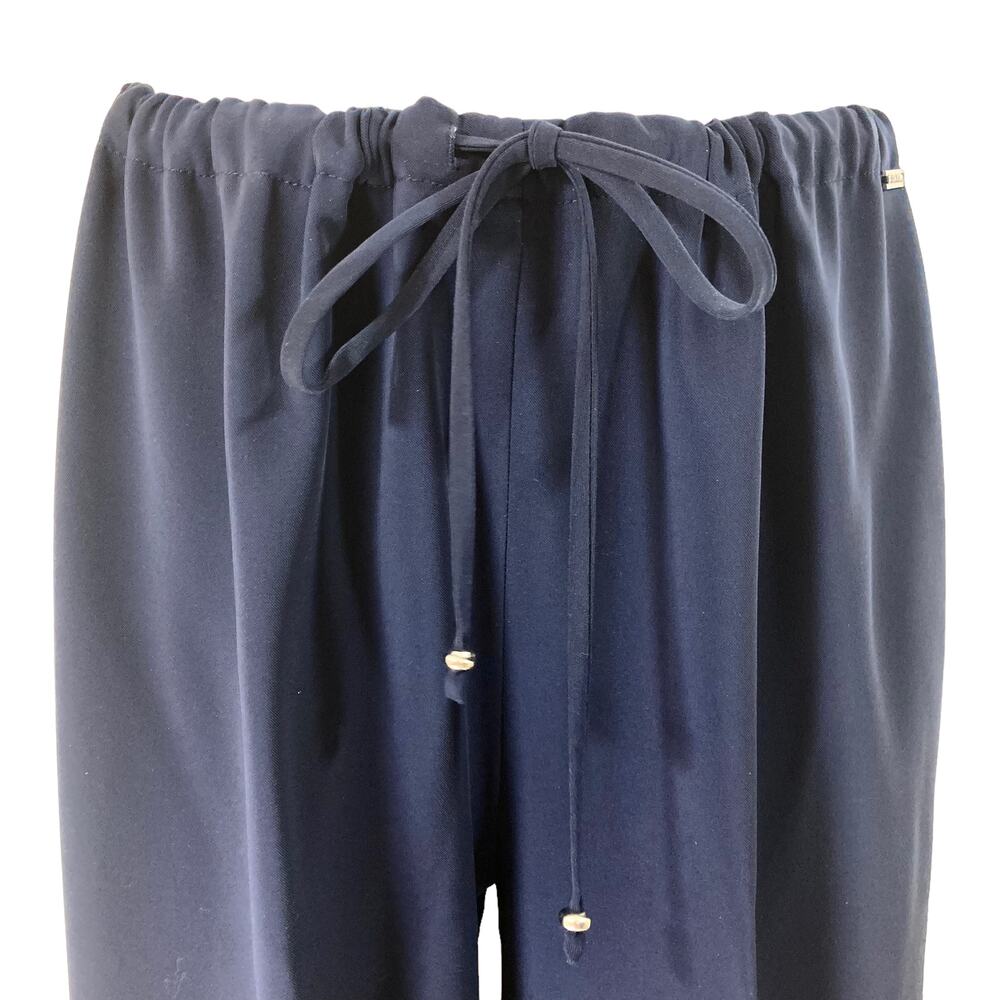 St John navy blue wide leg pants, Ladies medium drawstring waist casual bottom - Picture 3 of 6